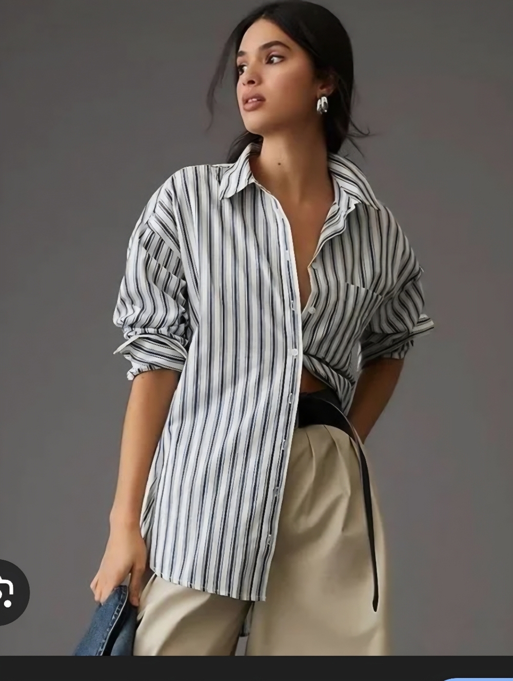 Anthropologie EUC  The Bennet Oversized Striped Button-Down Long Sleeve  Shirt S